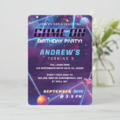 It's Game On Colorful Laser Tag Galaxy Birthday Invitation (Standing Front)