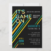 It's Game On Colorful Neon Laser Tag Birthday Invitation (Front)