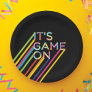 It's Game On Colorful Neon Laser Tag Birthday Paper Plates