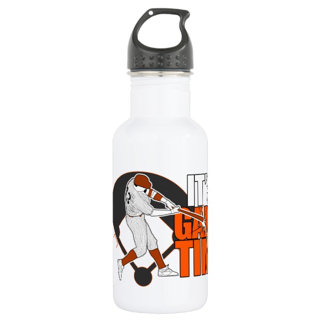It's Game Time - Baseball (Orange) Water Bottle (Front)