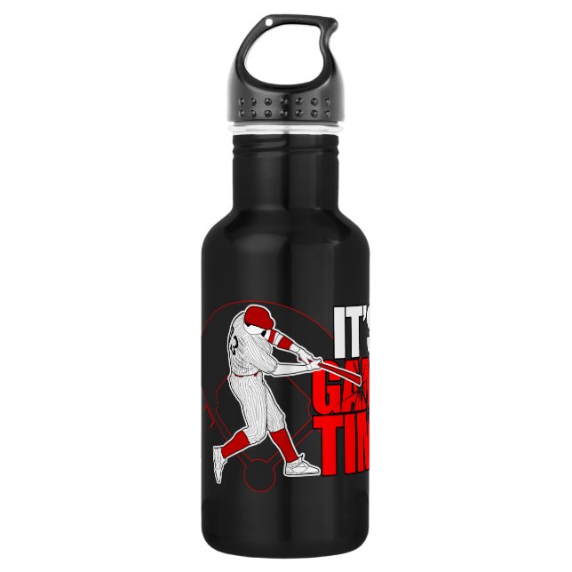 It's Game Time - Baseball (Red) Stainless Steel Water Bottle (Front)