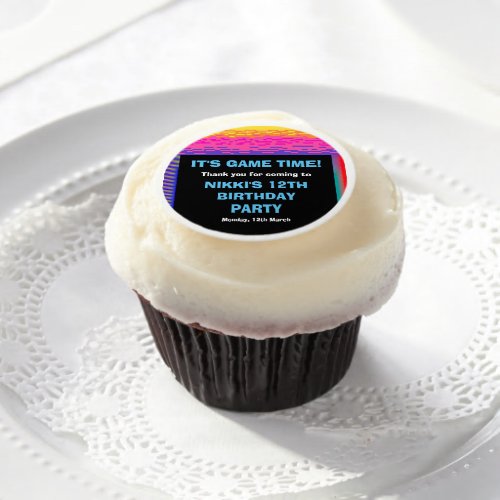 Its Game Time Kids Pixelated Gaming Birthday Edible Frosting Rounds