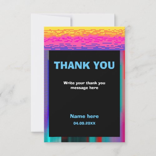 Its Game Time Kids Pixelated Gaming Birthday  Thank You Card