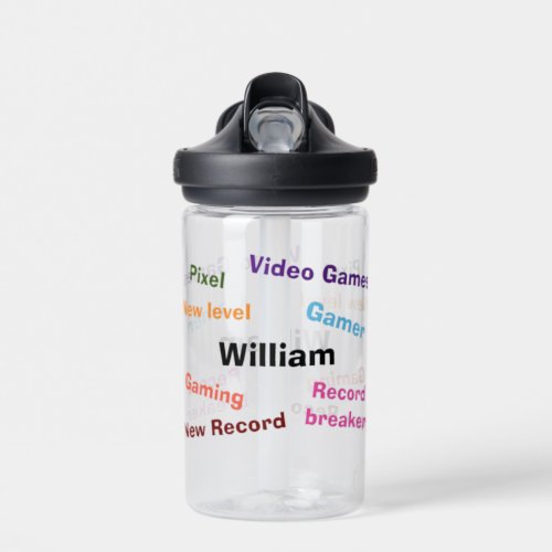 Its Game Time Kids Pixelated Gaming Birthday  Water Bottle