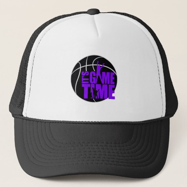 It's Game Time - Purple Trucker Hat (Front)