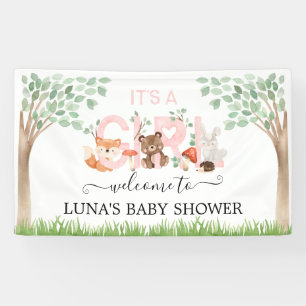 It's Girl Woodland Baby Shower Welcome Banner