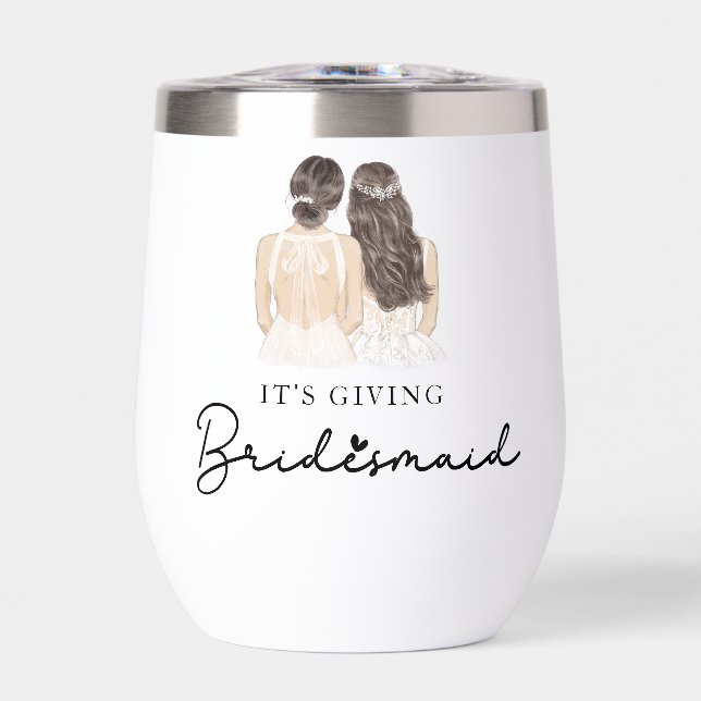 It's giving bridesmaid candle Gift Bride Thermal Wine Tumbler (Front)