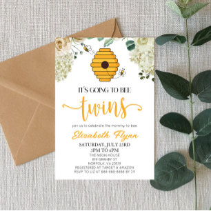 It's Going To Bee Twins Bumble Bee Baby Shower Invitation