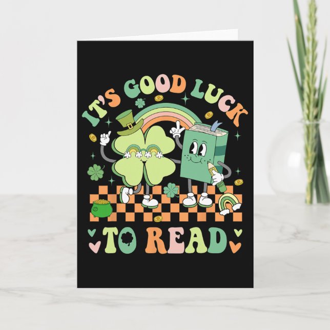 It's Good Luck To Read Patricks Day Librarian Book Card (Front)