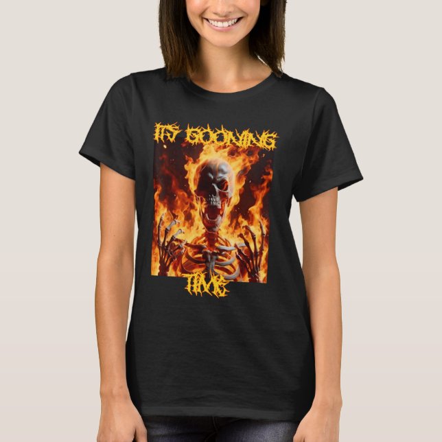 It's Gooning Time Funny Cringe Hard Skeleton Meme  T-Shirt (Front)