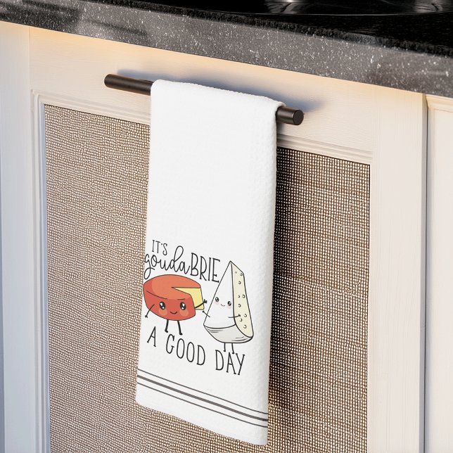 It's Gouda Brie A Good Day Cute Funny Cheese Pun Kitchen Towel (Creator Uploaded)