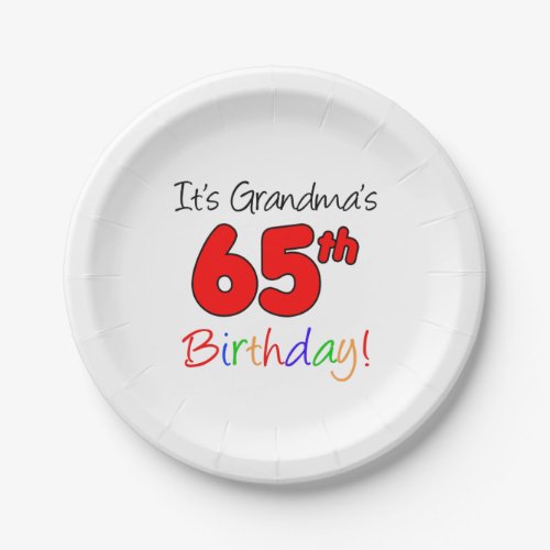 Its Grandmas 65th Birthday Party Plates