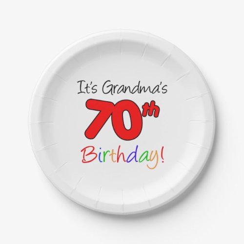 Its Grandmas 70th Birthday Party Plates