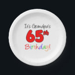 It's Grandpa's 65th Birthday Party Plates<br><div class="desc">It's Grandpa's 65th Birthday fun party plates. Great plates for a grandfather's sixty-fifth birthday. Celebrate a special grandpa turning sixty-five with these colorful plates.</div>