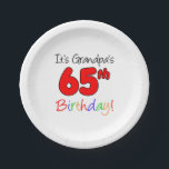 It's Grandpa's 65th Birthday Party Plates<br><div class="desc">It's Grandpa's 65th Birthday fun party plates. Great plates for a grandfather's sixty-fifth birthday. Celebrate a special grandpa turning sixty-five with these colorful plates.</div>