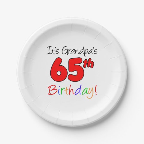 Its Grandpas 65th Birthday Party Plates