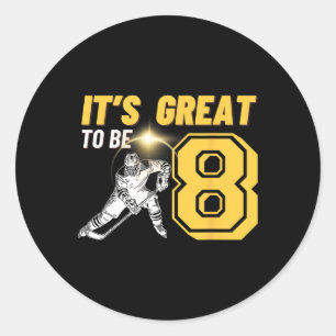 It's Great To Be Eight Boys Ice Hockey 8th Birthda Classic Round Sticker