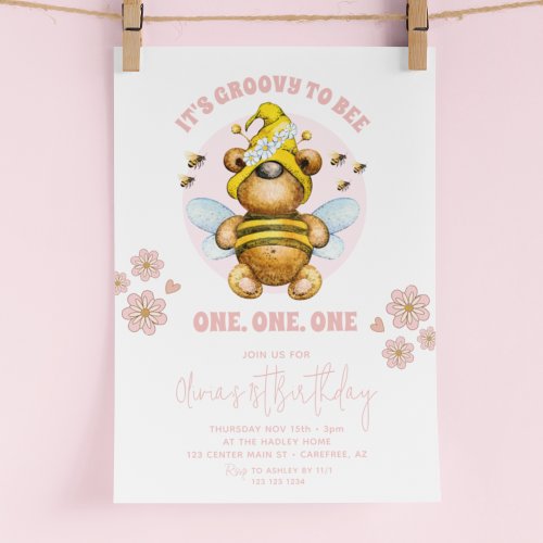 Its Groovy To Bee One 1st Birthday Invitation
