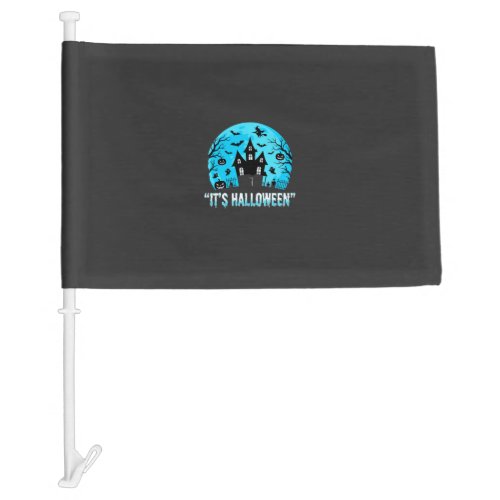 It's Halloween Haunted House Bat Design Car Flag