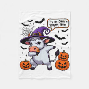 It's Halloween Season Bruh Funny Cow Moo Spooky Se Fleece Blanket