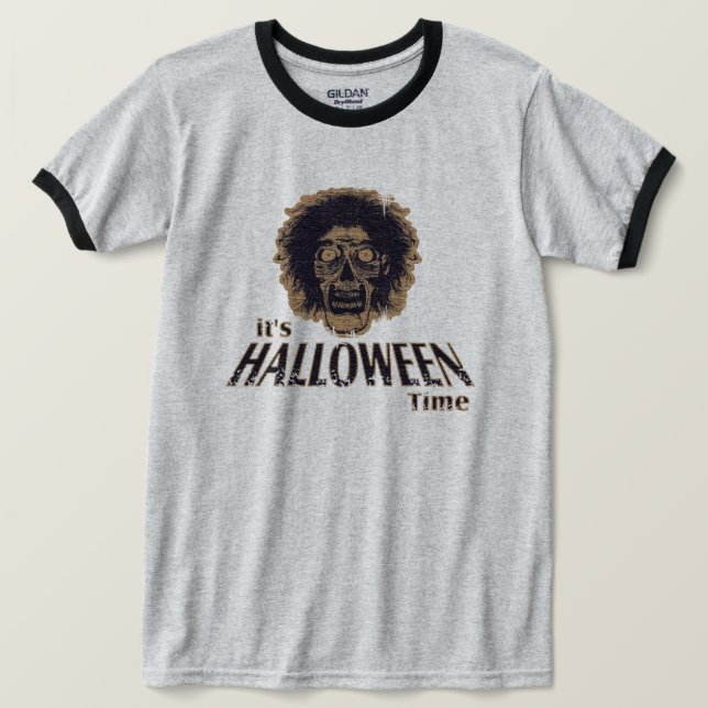It's Halloween Time - Distressed Look T-Shirt (Design Front)