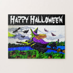 IT'S HALLOWEEN WITCHES TONIGHT WE RIDE JIGSAW PUZZLE