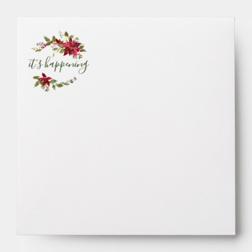 Its Happening Poinsettia Floral Christmas Wedding Envelope