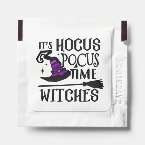 Its hocus pocus time witches hat halloween party hand sanitizer packet