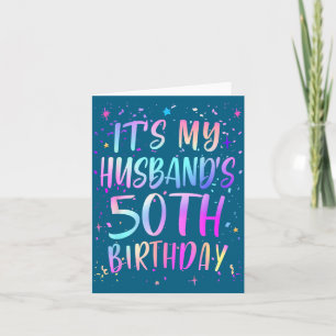 It's Husband's 50th Birthday Colorful Illustration Card