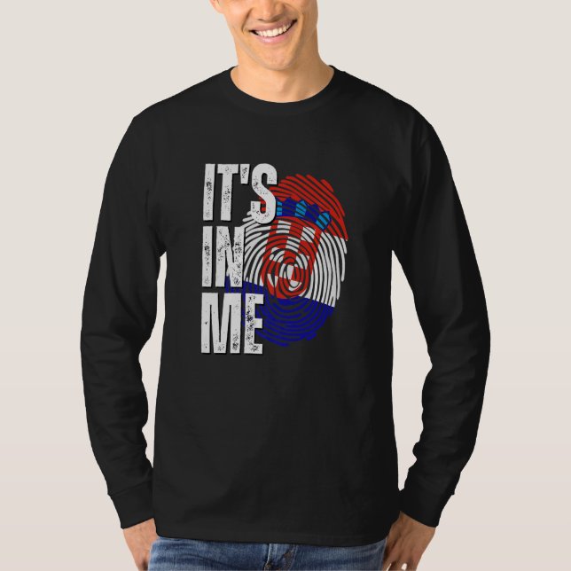 It's In Me Croatia Flag Fingerprint Croatian Herit T-Shirt (Front)