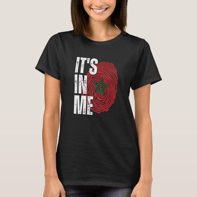 It's In Me Morocco Flag Fingerprint Moroccan Herit T-Shirt (Front)