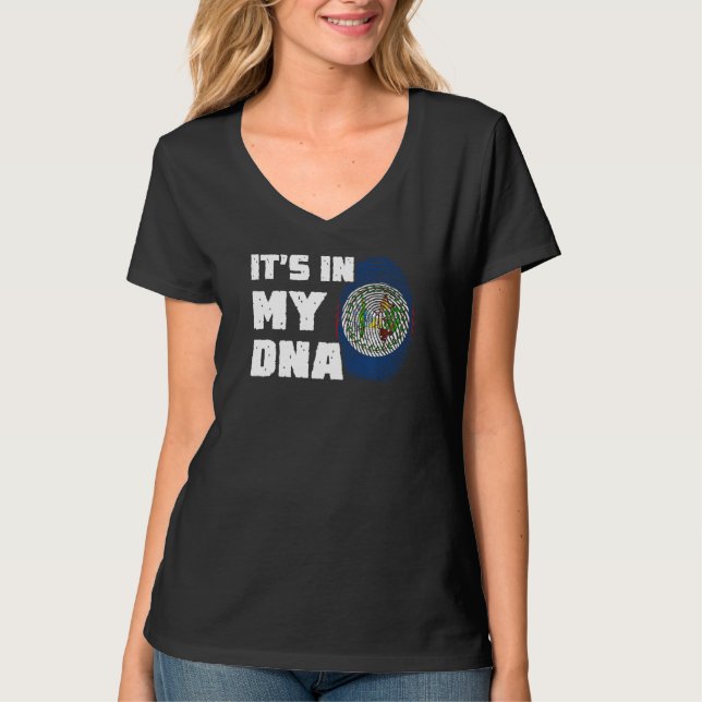 It's In My DNA Belize Flag Fingerprint Men Women T-Shirt (Front)