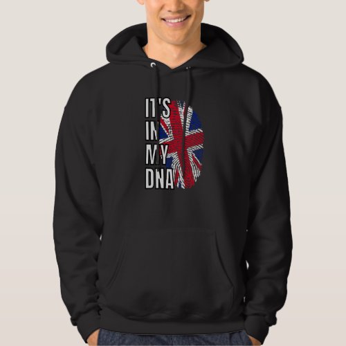 Its In My Dna British Flag United Kingdom Fingerpr Hoodie