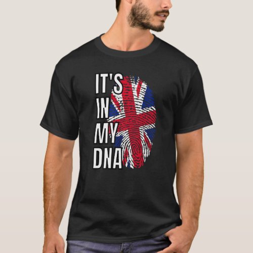 Its In My Dna British Flag United Kingdom Fingerpr T_Shirt