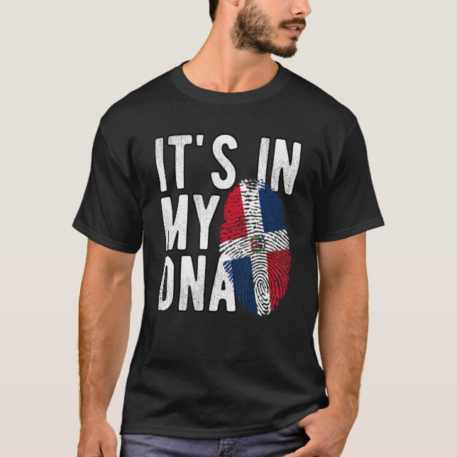 it's in my DNA Dominican Republic flag Fingerprint T-Shirt (Front)