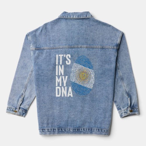 Its in My DNA Fingerprint Argentina Flag Pride Su Denim Jacket