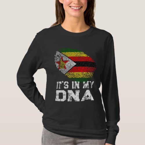 Its In My Dna Fingerprint Zimbabwe Flag T_Shirt