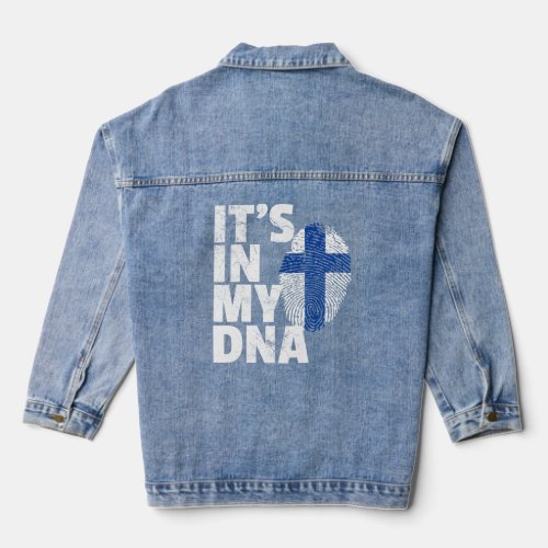 Its In My Dna Finland Flag Pride National Country  Denim Jacket