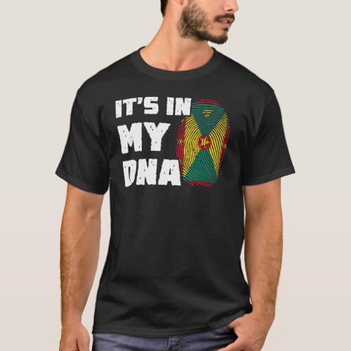 Its In My DNA Grenada Flag Fingerprint Men Women T_Shirt