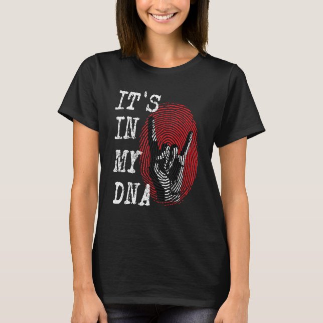 IT'S IN MY DNA Hand Horns Fingerprint Punk Rock Di T-Shirt (Front)