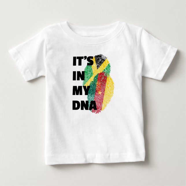 It's In My DNA - Jamaica & Cameroon Fingerprint Baby T-Shirt (Front)