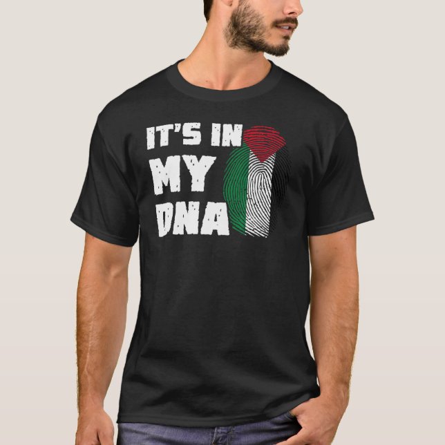 It's In My DNA Palestine Flag Fingerprint Men Wome T-Shirt (Front)