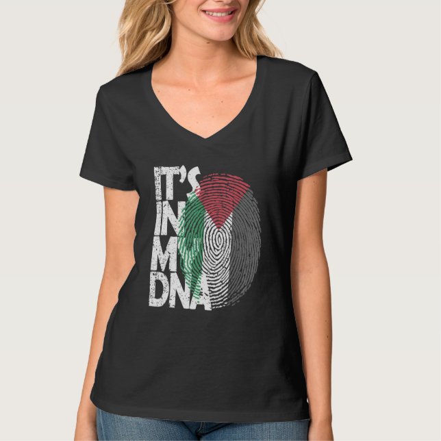 Its In My Dna Palestinian Arabic Palestine Flag T-Shirt (Front)
