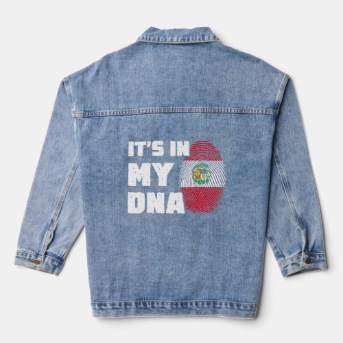 Its In My DNA Peru Flag Fingerprint Men Women  Denim Jacket