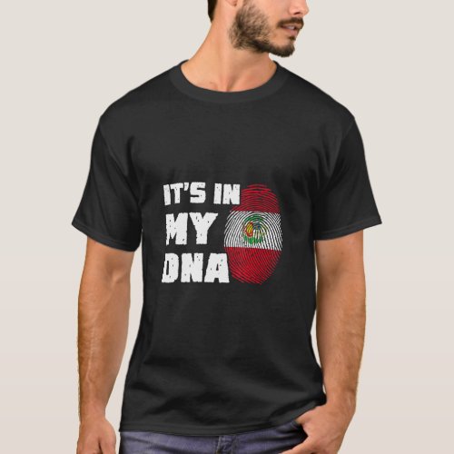 Its In My DNA Peru Flag Fingerprint Men Women  T_Shirt