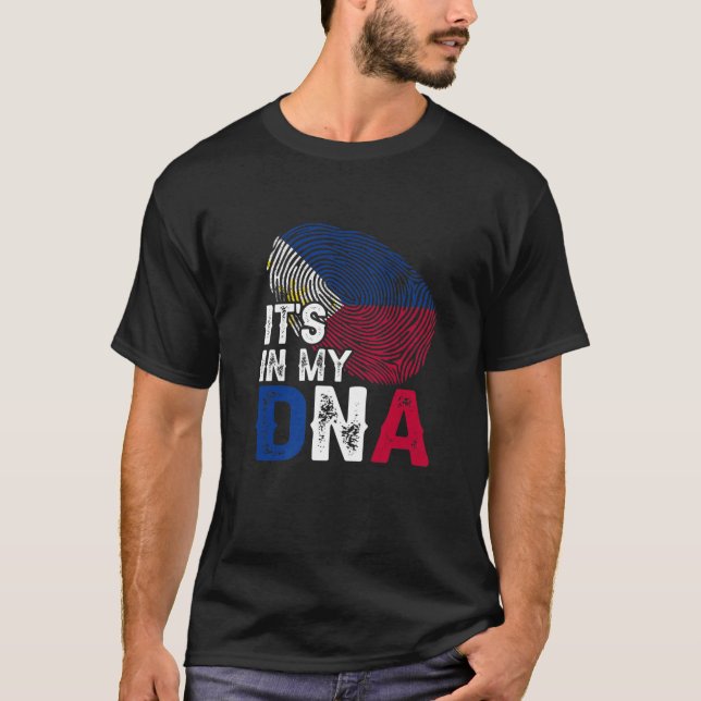 It's In My DNA Philippines Flag Fingerprint Patrio T-Shirt (Front)