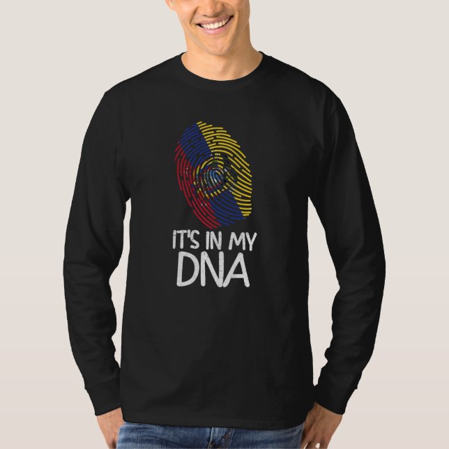 It's In My DNA  Proud Ecuadorian Flag Fingerprint T-Shirt (Front)
