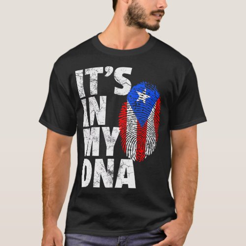 ITS IN MY DNA Puerto Rico Rican Flag  Mom Dad T_Shirt