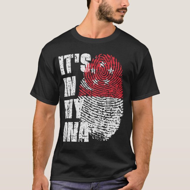 IT'S IN MY DNA Singapore Flag Boy Girl Gift T-Shirt (Front)