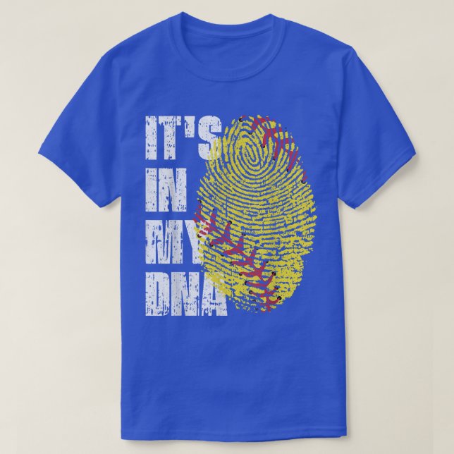 IT'S IN MY DNA Softball Ball Fingerprint Softball  T-Shirt (Design Front)